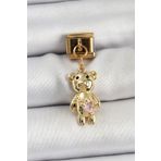 Clariss 316L Çelik Sallantılı Zirkon Taşlı Ayıcık Model Gold Renk Nomination Charm