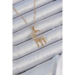 Clariss 316L Çelik Zincir Altın Renk İşlemeli Zirkon Taşlı Ay Kolye