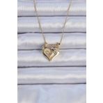 Clariss 316L Çelik Zincir Altın Renk Zirkon Taşlı Mıknatıslı Kalp Kolye