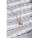 Clariss 316L Çelik Zincir Gold Renk Pembe Zirkon Taş Kalp Model Charm Kadın Kolye