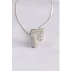 Clariss 316L Çelik Zincirli Zirkon Taşlı F Harfli Silver Renk Bubble Kolye