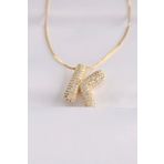 Clariss 316L Çelik Zincirli Zirkon Taşlı K Harfli Gold Renk Bubble Kolye