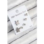 Clariss 316L Çelik Zirkon Taşlı Deniz Yıldızı Model Gümüş Renk Kadın Set Küpe