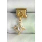 Clariss BeBaBC1370 316L Çelik Gold Renk Sallantı Zirkon Taşlı Kutup Yıldız Model Nomination Charm - Lisinya