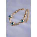 Clariss BJ-BB5485 316L Çelik 3 Göz Nazar Model Gold Renk Kadın Bileklik