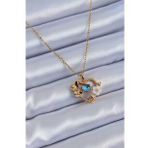 Clariss BJ-BKO7607 316L Çelik Gold Renk Çiçek Kalp Model Nazar Boncuk Detay Kadın Kolye