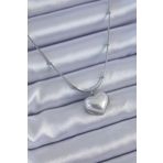Clariss BJ-BKO7614 316L Çelik Gümüş Renk İncili Kalp Model Minimal Top Detay Kadın Kolye