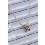 Clariss BJ-BKO7641 316L Çelik Gold Renk Mor Kristal Taşlı Kelebek Model Kadın Kolye