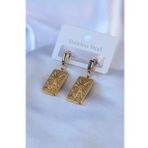 Clariss BJ-BKP7764 316L Çelik Gold Renk İşleme Plaka Model Kristal Taş Detay Kadın Küpe