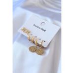 Clariss BKP7709 316L Çelik Gold Renk Zirkon Taş Detay Çiçek İşleme Kadın Küpe Seti