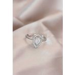 Clariss BYK2072 Ayarlamalı Silver Renk Metal Zirkon ve Kristal Taşlı Damla Model Yüzük