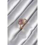 Clariss BYK2955 Pirinç Gold Renk Pembe Zirkon Taş Kalp Charm Model Kadın Yüzük