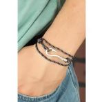 Clariss Çizgi Desenli Metal Kancalı Erkek Bileklik