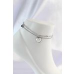 Clariss EBJ240601W24476 316L Çelik Gümüş Renk Beyaz Kalpli 2'li Halhal