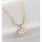 Clariss EBJ240601W24648 316L Çelik Zincir Altın Renk Mermer Desenli Minimal Smile Kolye