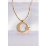 Clariss EBJ240601W24675 316L Çelik Zincir Gold Renk Ay Yıldız Unisex Kolye
