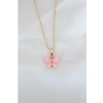 Clariss Gold Kaplama Pembe Sedefli Kelebek Kolye