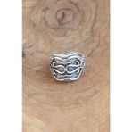 Clariss Motifli Gümüş Renk Ayarlanabilir Erkek Yüzük