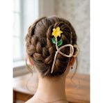 Clariss Papatya Figürlü Metal Mandal Toka Gold 11CM