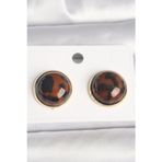 Clariss Pirinç Gold Renk 3D Daire Leopar Model Kadın Küpe