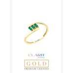 Clarit Jewellery Created Baget ZümrütTaşlı 14 Ayar Sarı Altın Yüzük
