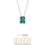 Clarit Serisi Created Paraiba Taşlı 8 Ayar Beyaz Altın Baget Kolye