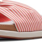 Clarks Eliza June Slide Parlak Mercan Kırık Beyaz Kanvas Kadın Sandalet