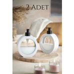 clasavm 2'Li Beyaz Modern Banyo ve Mutfak Sıvı Sabunluk - 350 ml, Lüks Tezgah Üstü Tasarım 12x16,5