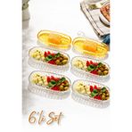 clasavm 6 Adet Kayık Tabak | Cam 6'lı Çerezlik -Sunumluk - Sosluk Cam Tabak 6 Parça