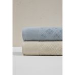 Class 2'li 50x100 cm %100 Pamuklu Kadife El ve Yüz Havlu Seti - Clerica Bej / Mavi