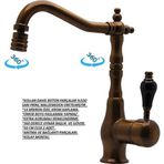 Class Armatür Banyo Lavabo Kısa Mat Bakır Batarya