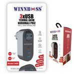 Class Luxury,Priz tipi Akım Korumalı Priz Telefon Şarj Aleti, 2 USB 1 TYPCE 10A Akım korumalı priz