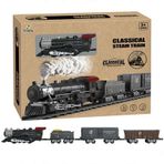 Classic Steam Pilli Tren Seti 29 Parça 1613C Kız Erkek Çocuk Oyuncak Eğitici Oyuncaklar