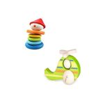 Classic World 2'Li Set Ahşap Palyaço Çıngırak & Helikopter Çıngırak