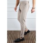 Classics Men Erkek Düz Kesim Kaliteli Esnek Likralı Bilek Boy Kumaş PANTOLON-7202 - Krem - 34