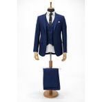 Classics Men Erkek Italyan Kesim Slim Fit Yelekli Takım Elbise - 7481 - Lacivert - 52