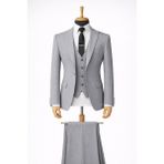 Classics Men Erkek Italyan Kesim Slim Fit Yelekli Takım Elbise - 7500 - Açık Gri