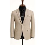 Classics Men Erkek Italyan Kesim Tek Düğmeli Blazer Ceket Klasik ve Modern Şıklık - 56 - Krem