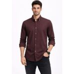 Classics Men Plus Barkod Uzun Kol Slim Fit Erkek Gömlek - 7578 - Bordo - 2XL