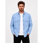 Classics Men Reeport Uzun Kol Slim Fit Erkek Kot Gömlek - 7643 - Buz - Mavi