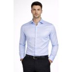 Classics Men Slim Fit Uzun Kollu Kolay Ütü Pamuk Saten Erkek Gömlek - Buz - Mavi - 4XL