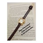 Classy Lova Vintage Tasarım - Koyu Kahverengi Renk Kordon - Minimal Gold Kare Kasa Kadın Kol Saati