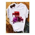 CLASSY.MODA Süprem T-Shirt - Beyaz Baskılı Oversize Bisiklet Yaka Kısa Kol Tişört