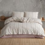 Clasy 100% Pamuk Butik Nevresim Takımı Çift Kişilik Ipliği Boyalı Etre V1 Bej - Renkli - 200 x 220 cm