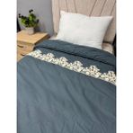 Clasy %100 Pamuk Ranforce Çift Kişilik Yorgan Çift Taraflı Osela V4 Indigo Gri Düz Desenli Kapitoneli - 195 x 215 cm