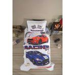 Clasy %100 Pamuk Ranforce Yatak Örtüsü Tek Kişilik Racing Drag - Mavi - 180 x 240 cm