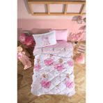 Clasy %100 Pamuk Tek Kişilik Uyku Seti (Lastikli Çarşaflı) Ballerina V1 Pembe