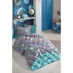 Clasy Genç Uyku Seti – %100 Pamuk, Silikon Elyaf Dolgulu 155x215 cm Antrasit Yorgan, Makinede Yıkanabilir - Siyah
