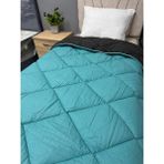 Clasy Pamuk Ranforce Tek Kişilik Yorgan Çift Taraflı Yeşil-Siyah Düz Desen - 155 x 215 cm - Siyah - Yeşil