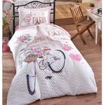 Clasy Paris Love V1 Pembe Ranforce Dort Mevsim Tek Kisilik Set
